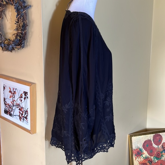 XCVI Size 2X Elicia Embroidered Popover Top Black-on-Black VNeck Johnny Was Vibe - Picture 5 of 14